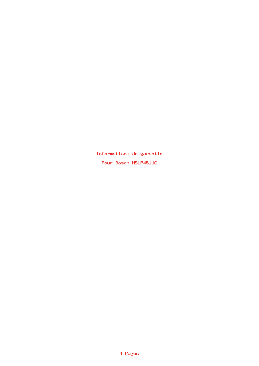 Page 1 de la notice Informations de garantie Bosch HSLP451UC