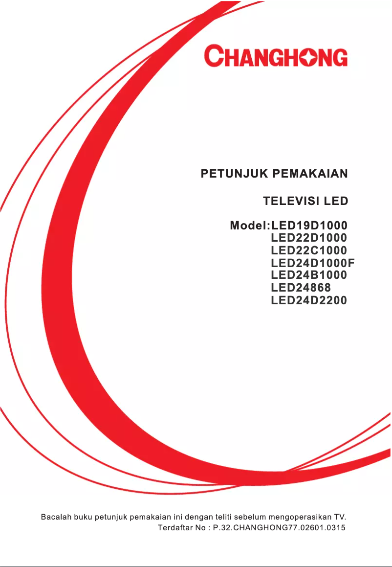 Page 1 de la notice Manuel utilisateur Changhong LED24868