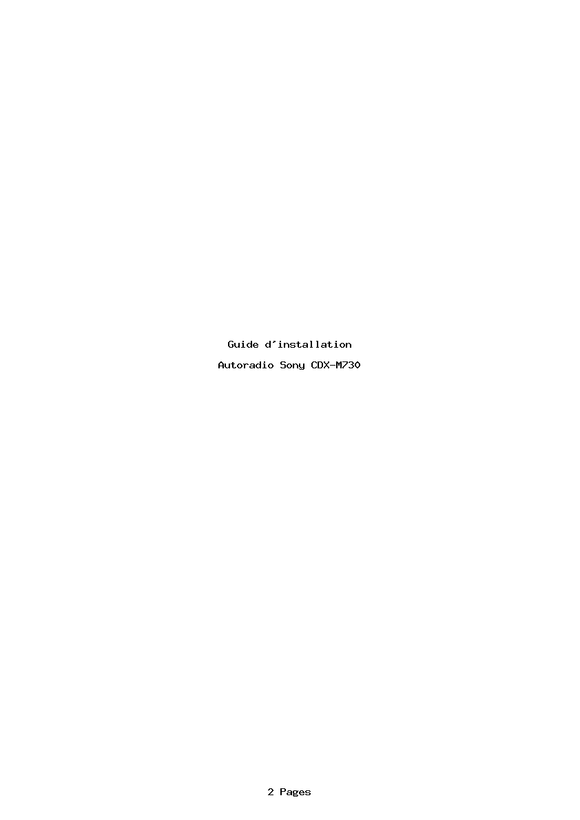 Page 1 de la notice Guide d'installation Sony CDX-M730