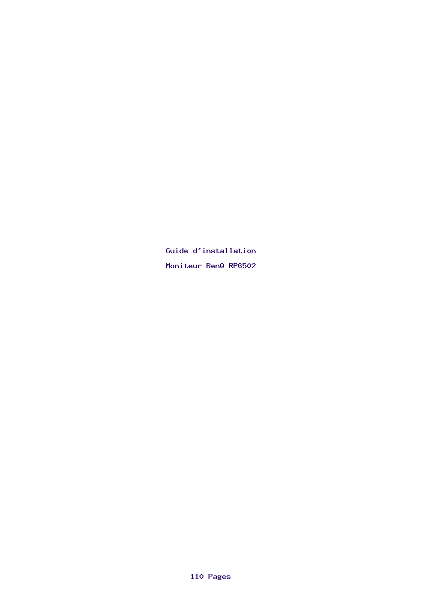 Page 1 de la notice Guide d'installation BenQ RP6502