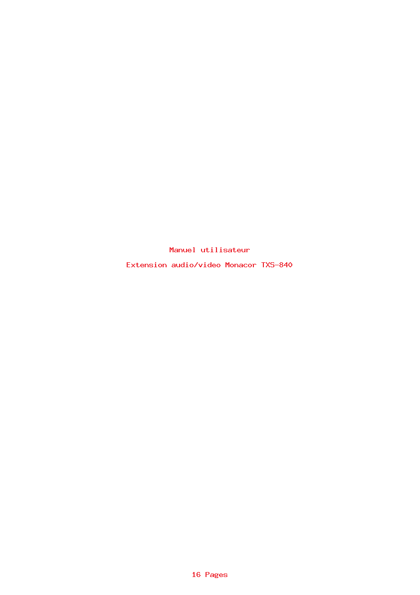 Page 1 de la notice Manuel utilisateur Monacor TXS-840