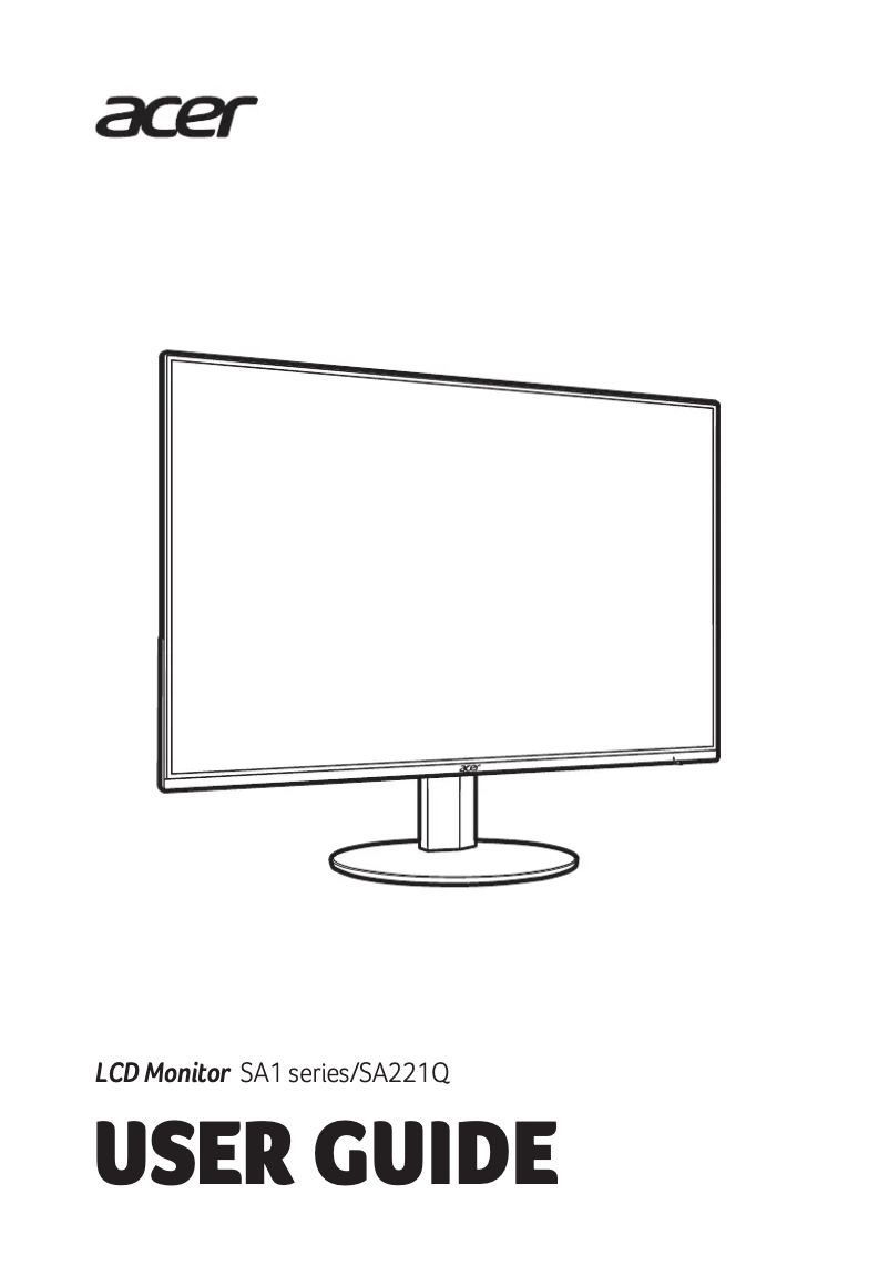 Page 1 de la notice Guide de démarrage rapide Acer SA221QA