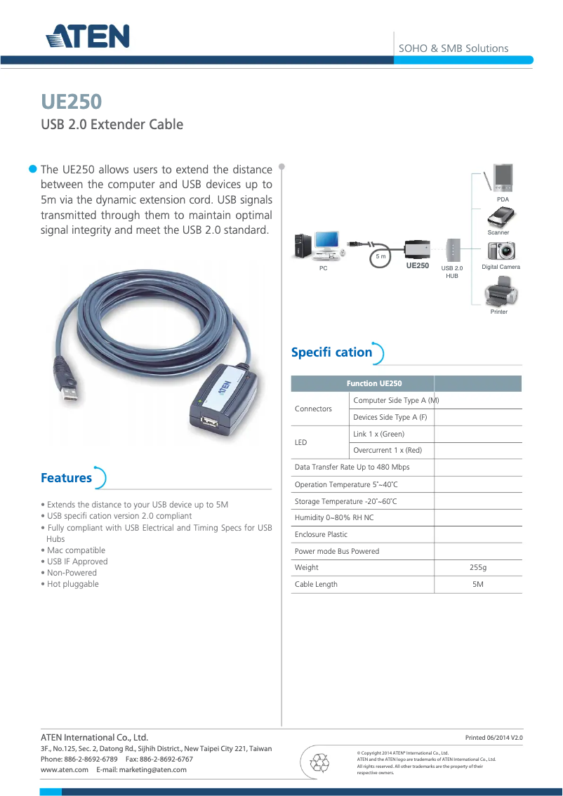 Page 1 of the manual User Manual ATen UE250