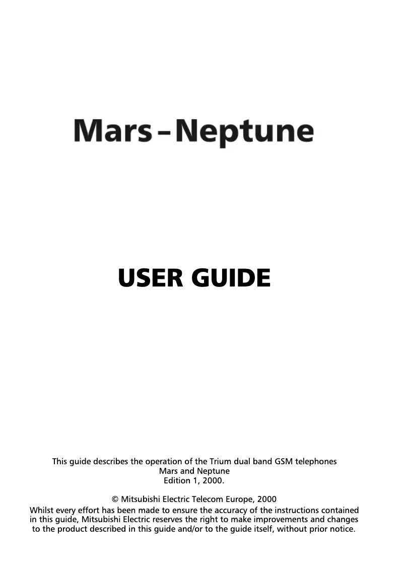 Page 1 of the manual User Manual Mitsubishi Trium Neptune