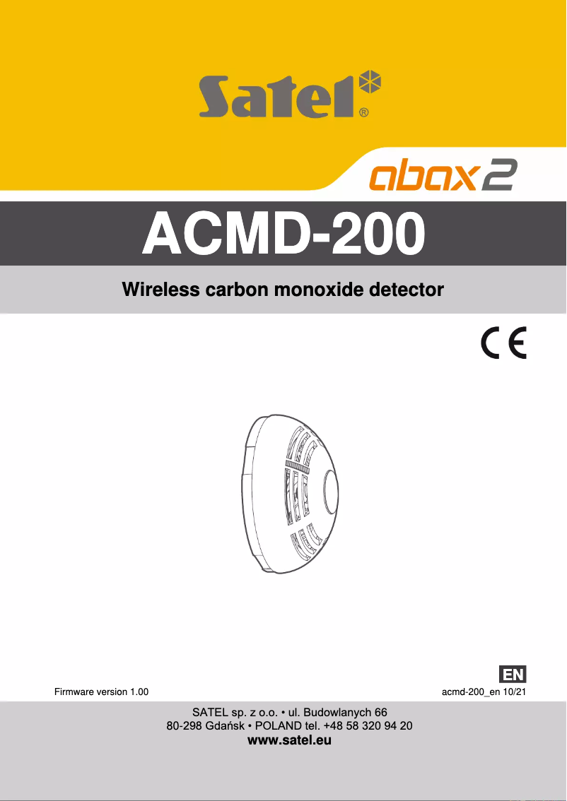 Page 1 de la notice Manuel utilisateur Satel ACMD-200