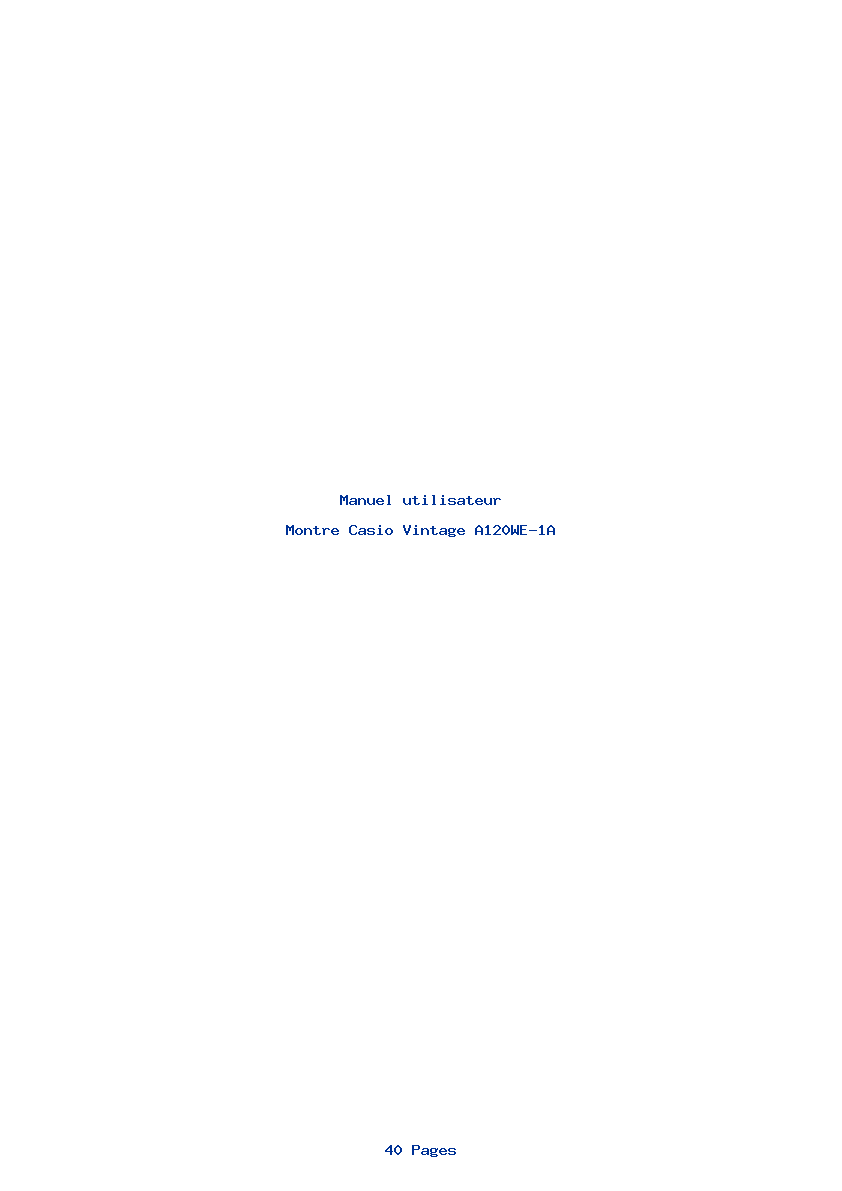 Page 1 de la notice Manuel utilisateur Casio Vintage A120WE-1A
