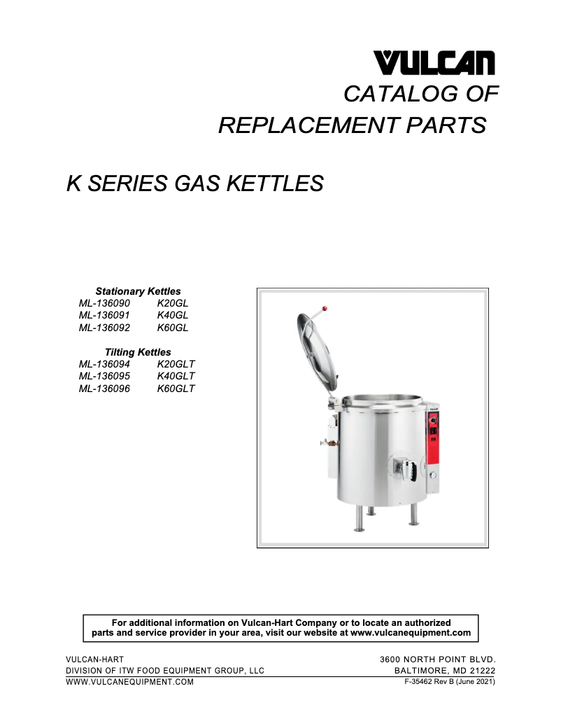 Page 1 de la notice Catalogue Vulcan K40GLT