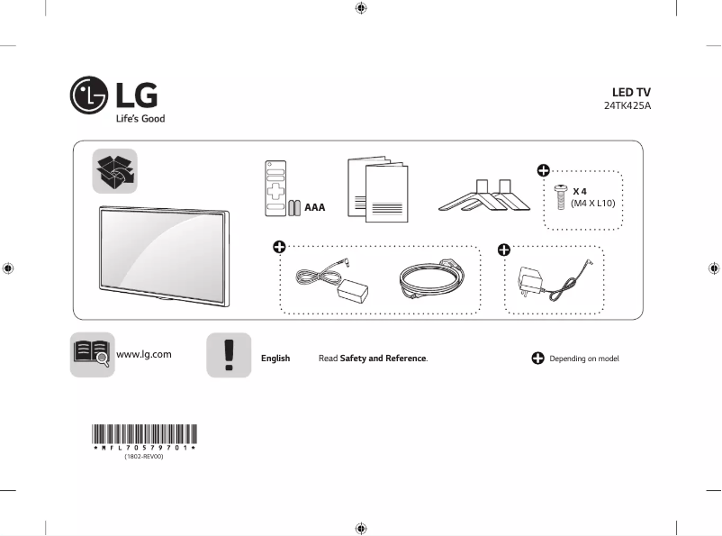 Page 1 de la notice Manuel utilisateur LG 24TK425A