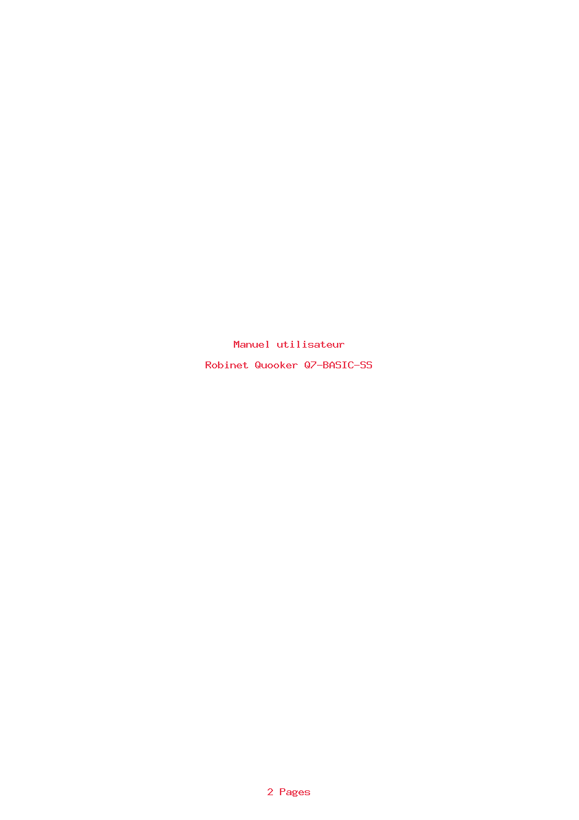 Page 1 de la notice Manuel utilisateur Quooker Q7-BASIC-SS