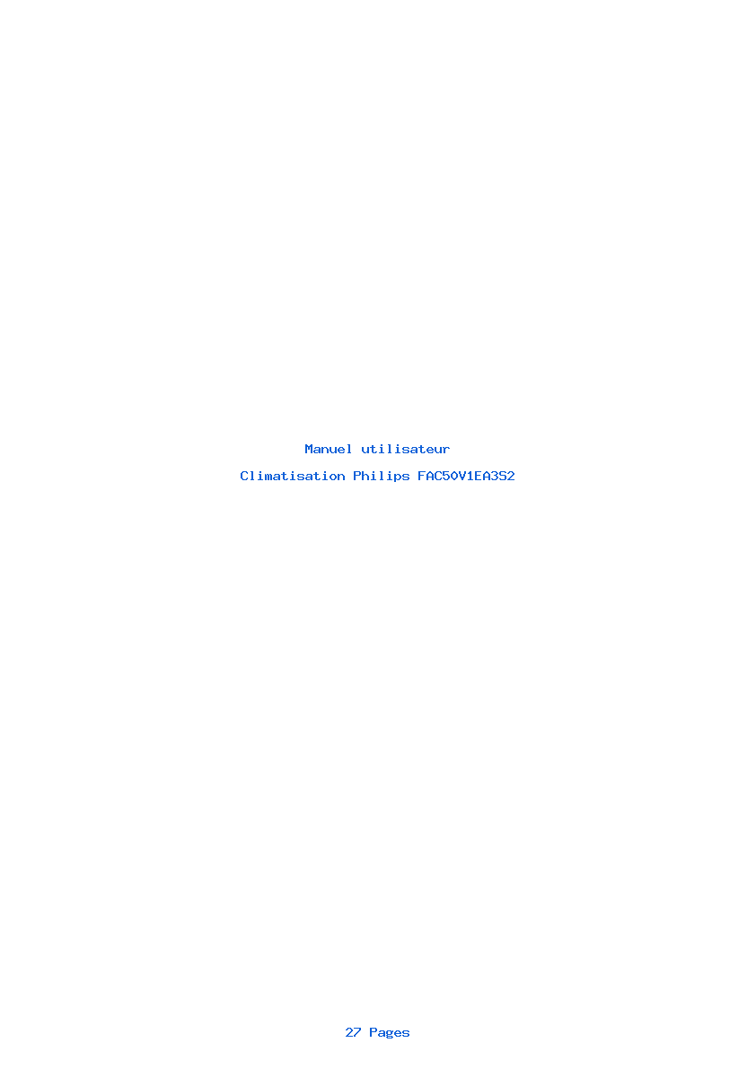 Page 1 de la notice Manuel utilisateur Philips FAC50V1EA3S2