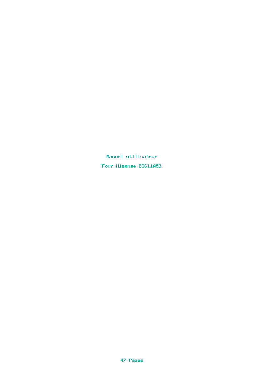 Page 1 de la notice Manuel utilisateur Hisense BI611A8B