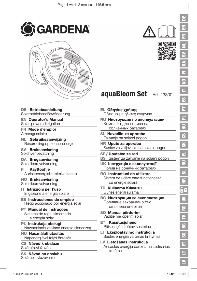 Page 1 de la notice Manuel utilisateur Gardena AquaBloom Set