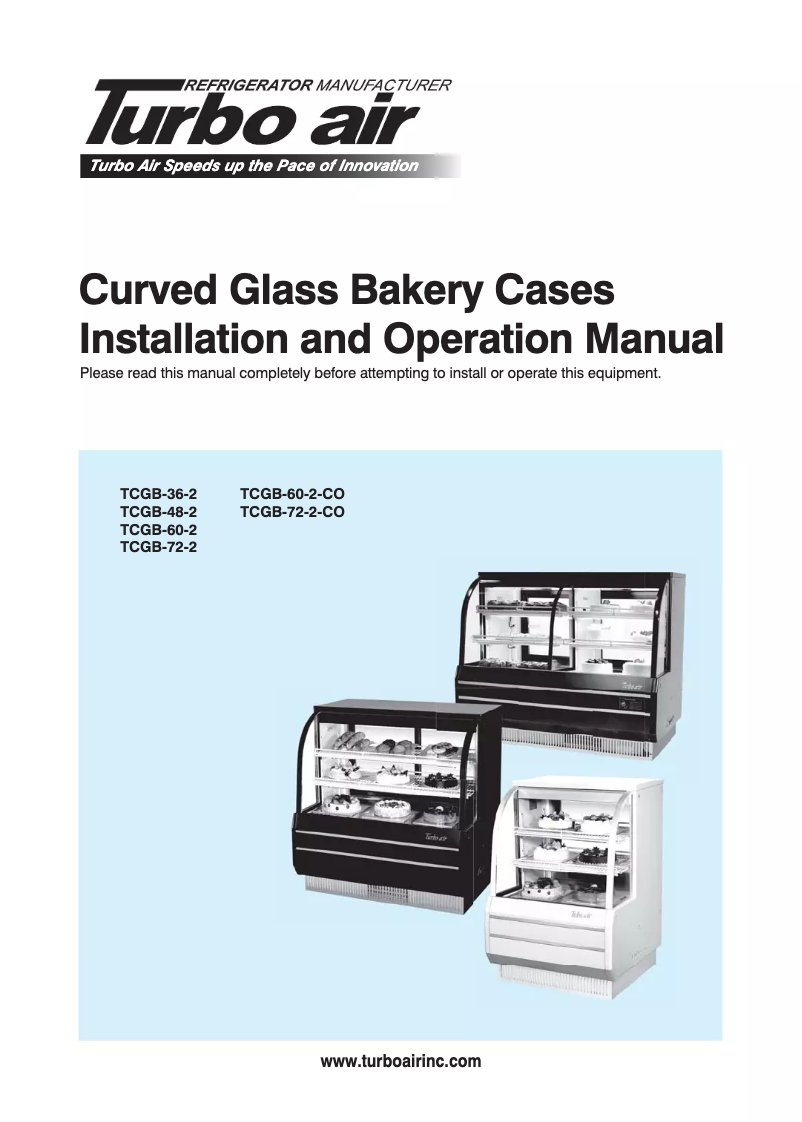 Página 1 del manual Manual de uso y mantenimiento Turbo air TCGB-36-2