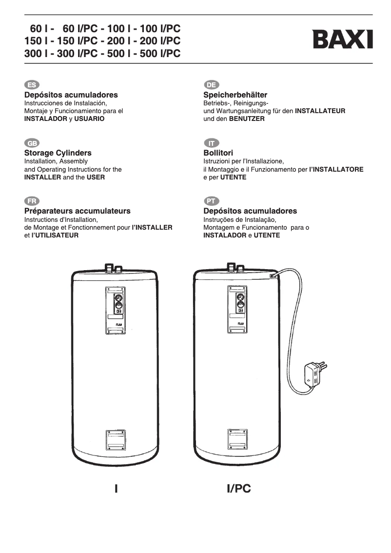 Page 1 de la notice Manuel utilisateur Baxi 500 l