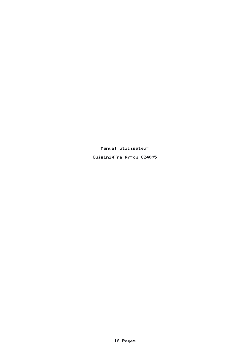 Page 1 de la notice Manuel utilisateur Arrow C24005