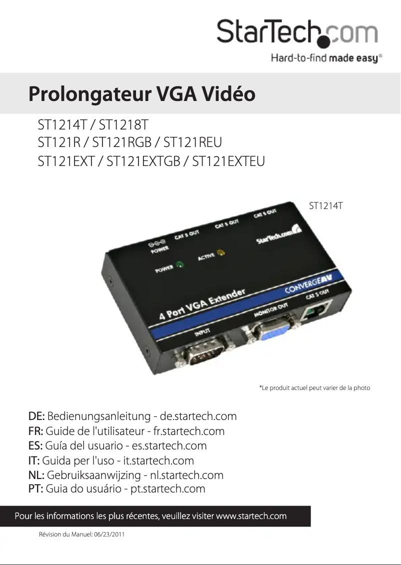 Page 1 de la notice Manuel utilisateur StarTech.com ST121R