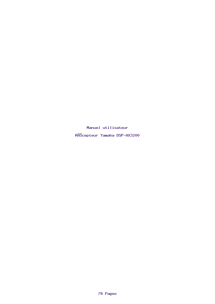 Page 1 de la notice Manuel utilisateur Yamaha DSP-AX3200