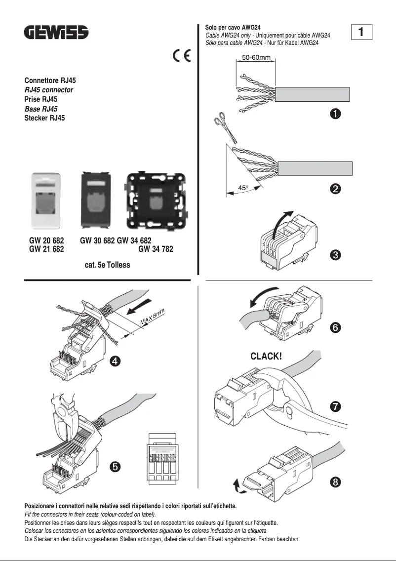 Página 1 del manual Manual de usuario Gewiss CAT5E RJ45 F