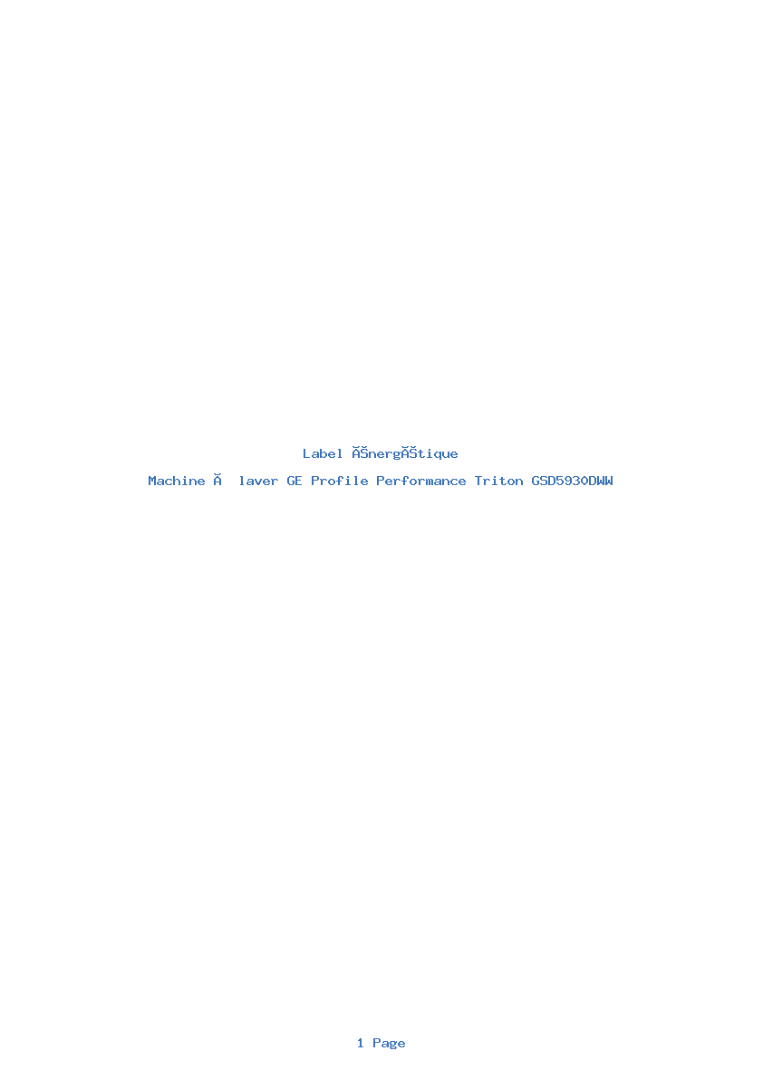 Image de la première page du manuel de l'appareil Profile Performance Triton GSD5930DWW
