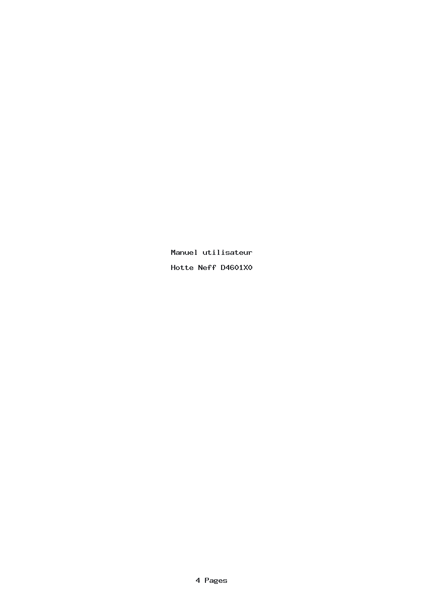 Page 1 de la notice Manuel utilisateur Neff D4601X0