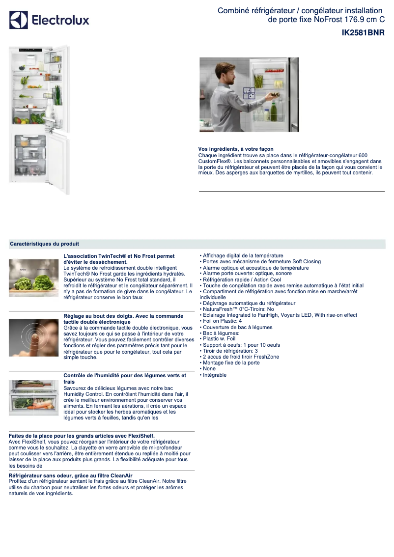 Página 1 del manual Ficha técnica Electrolux IK2581BNR