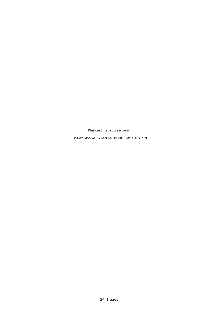 Page 1 de la notice Manuel utilisateur Siedle BCMC 650-03 SM