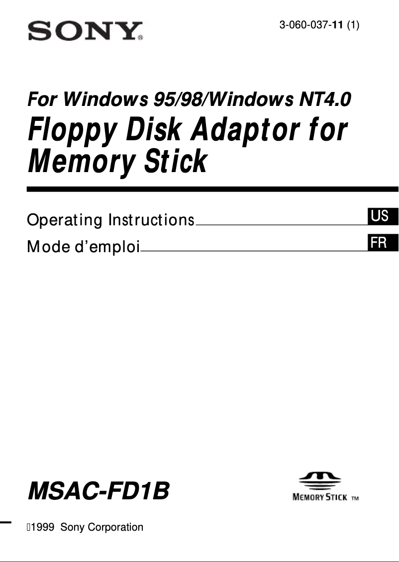 Page 1 de la notice Manuel utilisateur Sony MSAC-FD1B