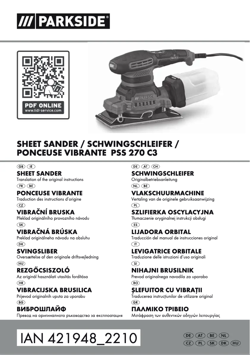 Page 1 de la notice Manuel utilisateur Parkside PEXS 270 C3