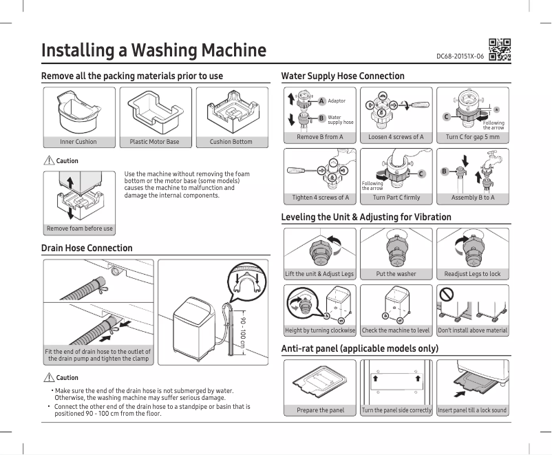 Página 1 del manual Guía de instalación Samsung WA10CG4545BD