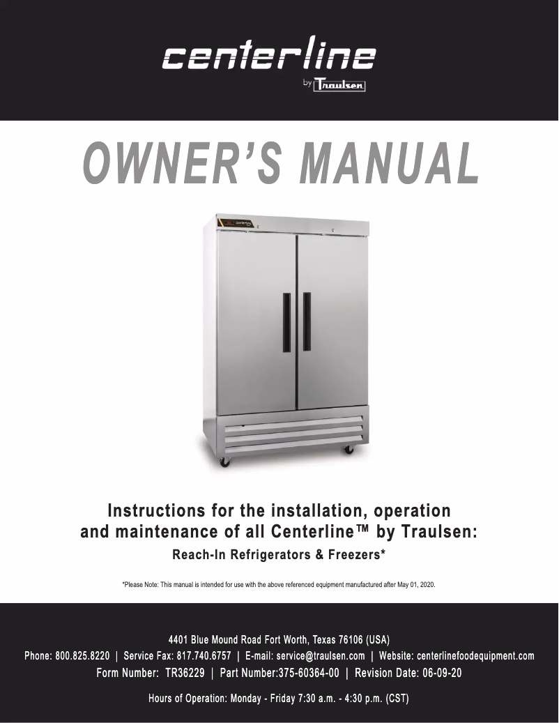 Page 1 de la notice Manuel utilisateur Traulsen CLBM49R-HS-LR