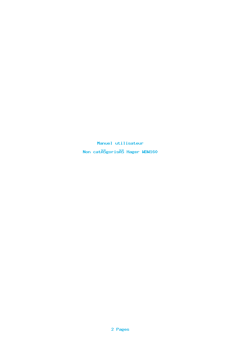 Page 1 de la notice Manuel utilisateur Hager WDW160