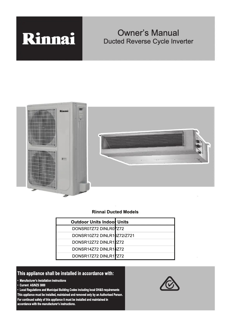 Página 1 del manual Manual de usuario Rinnai DINLR12Z72