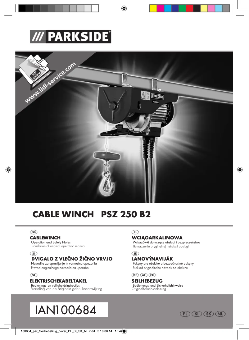 Page 1 of the manual User Manual Parkside PSZ 250 B2