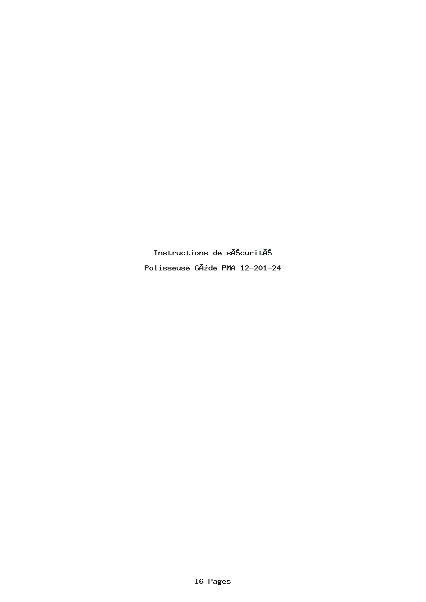 Page 1 de la notice Instructions de sécurité Güde PMA 12-201-24