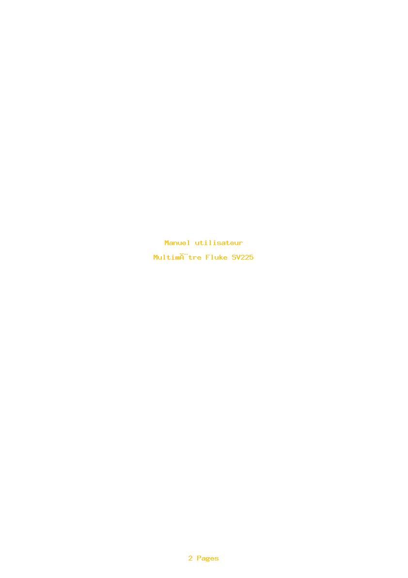 Page 1 de la notice Manuel utilisateur Fluke SV225