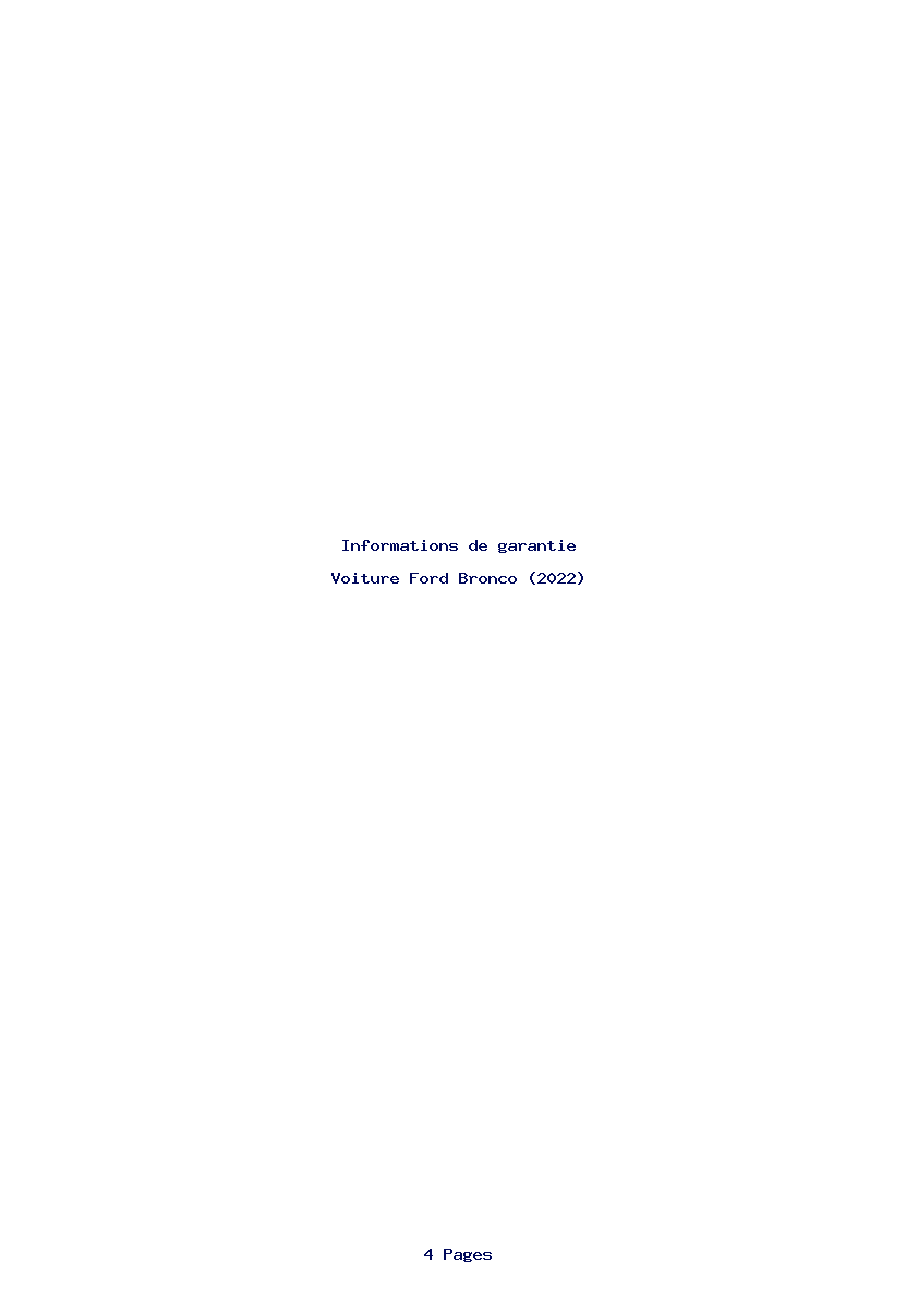 Page 1 de la notice Informations de garantie Ford Bronco (2022)