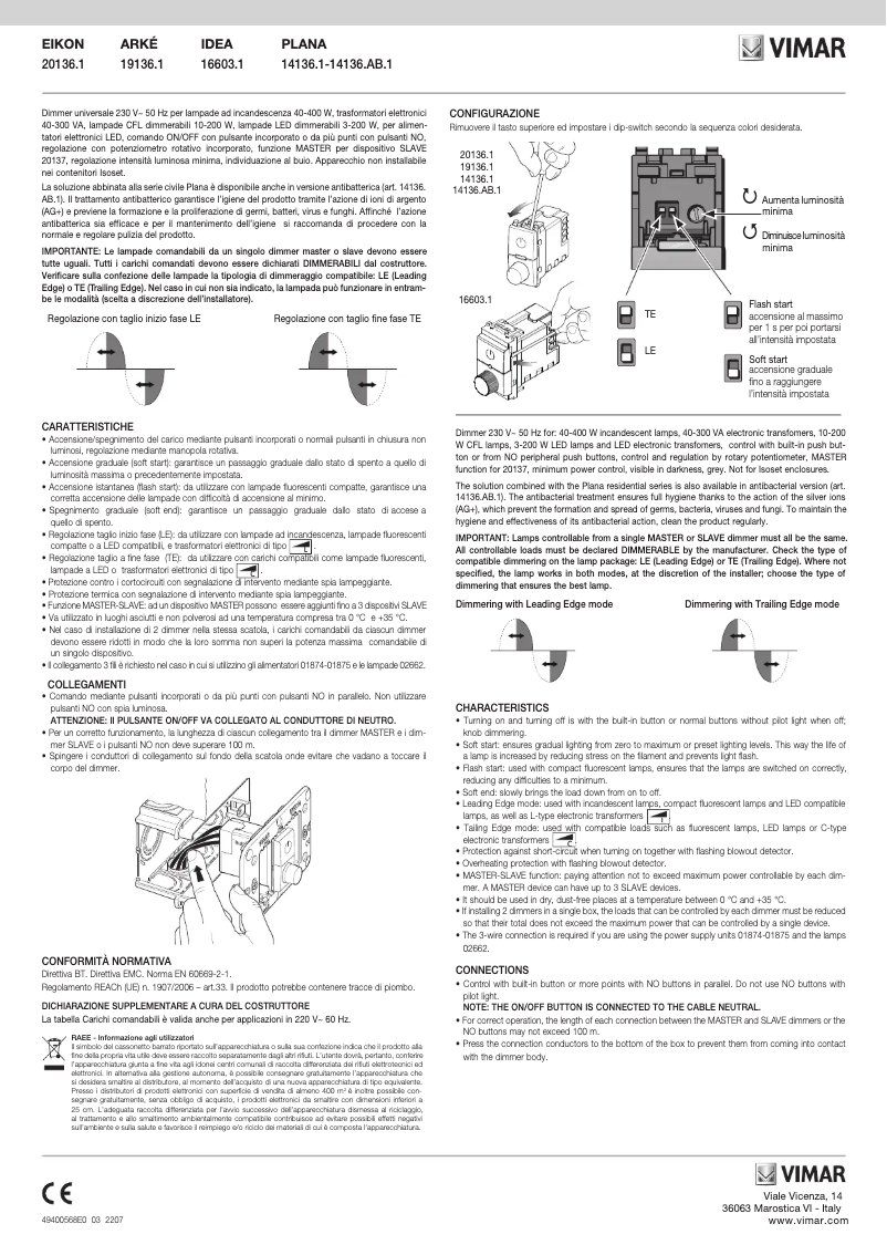 Página 1 del manual Manual de usuario Vimar 20136.1.N