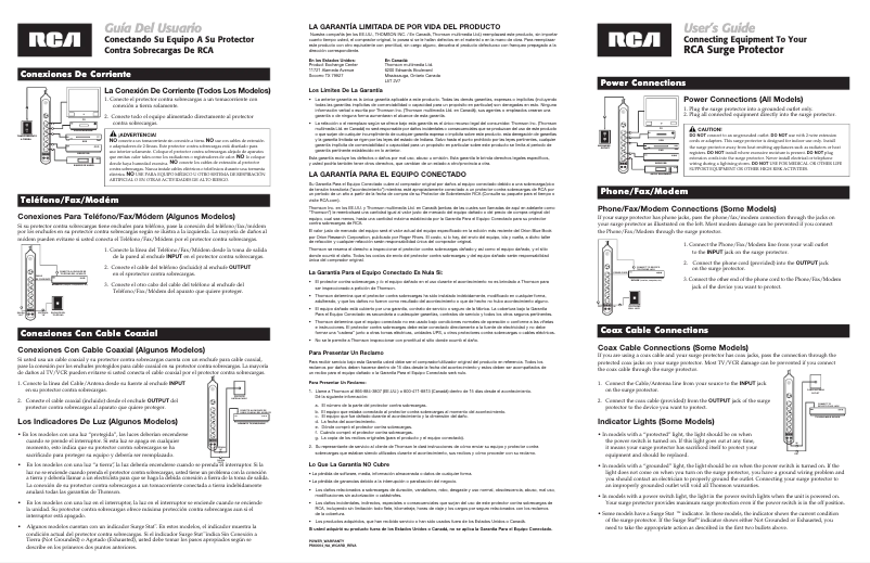 Page 1 of the manual User Manual RCA PS60004B1