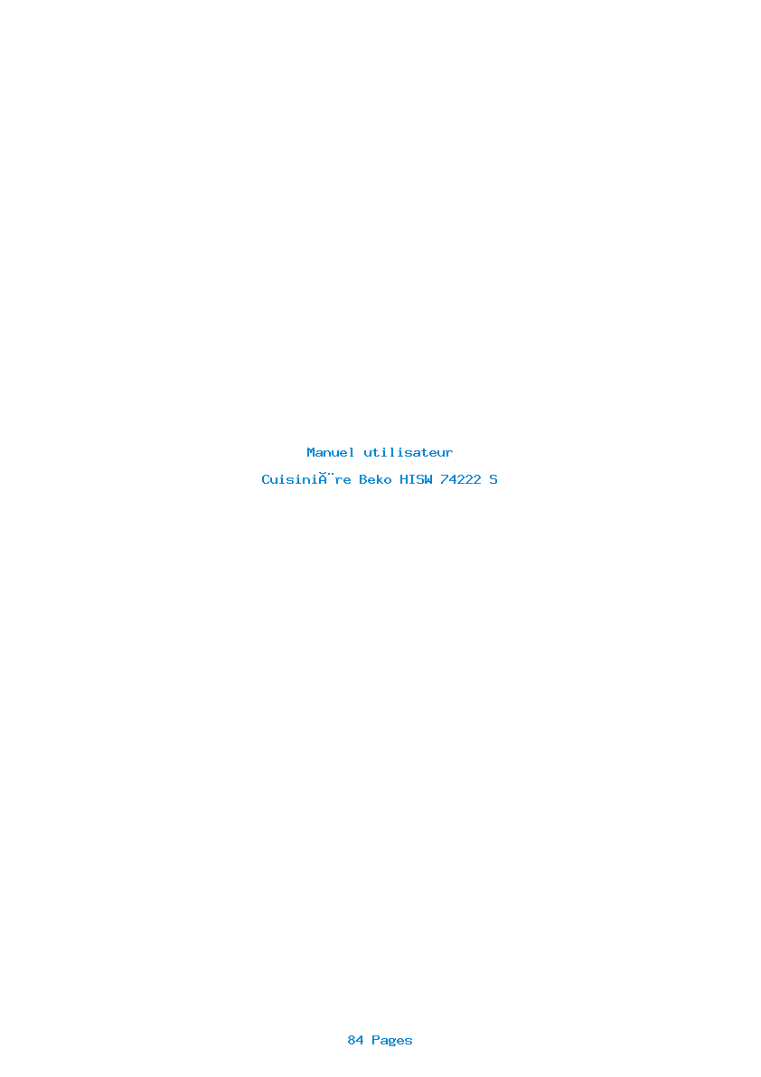 Page 1 de la notice Manuel utilisateur Beko HISW 74222 S