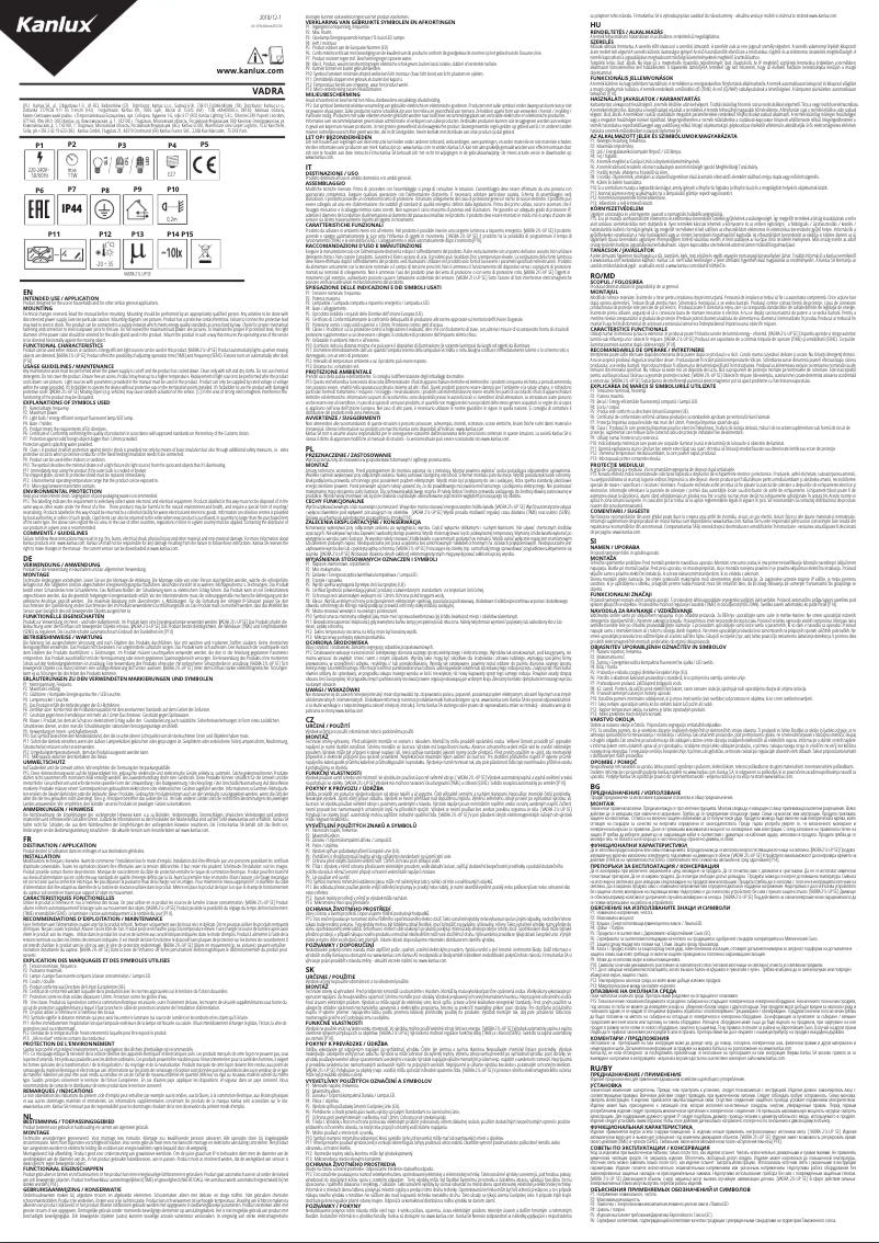 Page 1 de la notice Manuel utilisateur Kanlux Vadra 21L-UP SE