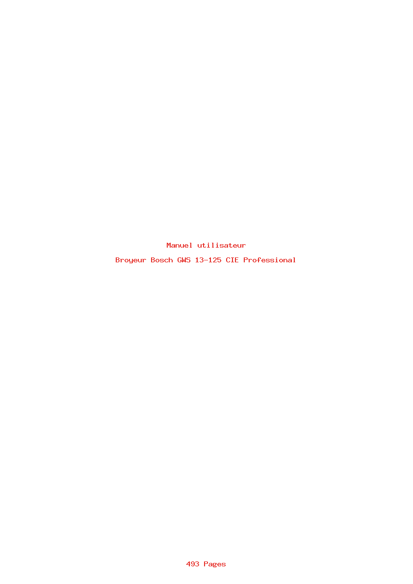 Page 1 de la notice Manuel utilisateur Bosch GWS 13-125 CIE Professional