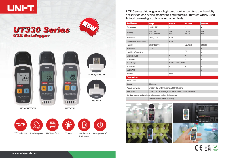 Page 1 de la notice Manuel utilisateur Uni-T UT330THC