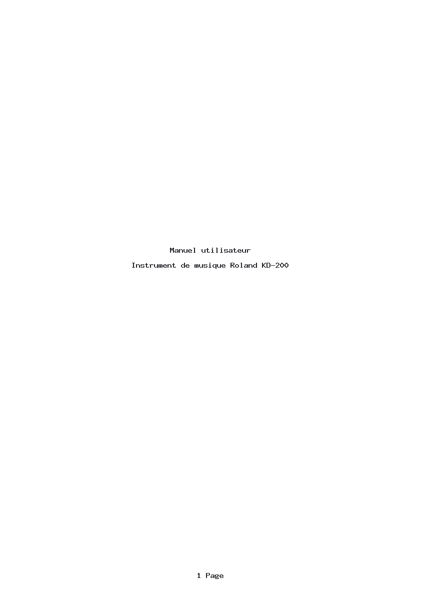 Page 1 de la notice Manuel utilisateur Roland KD-200