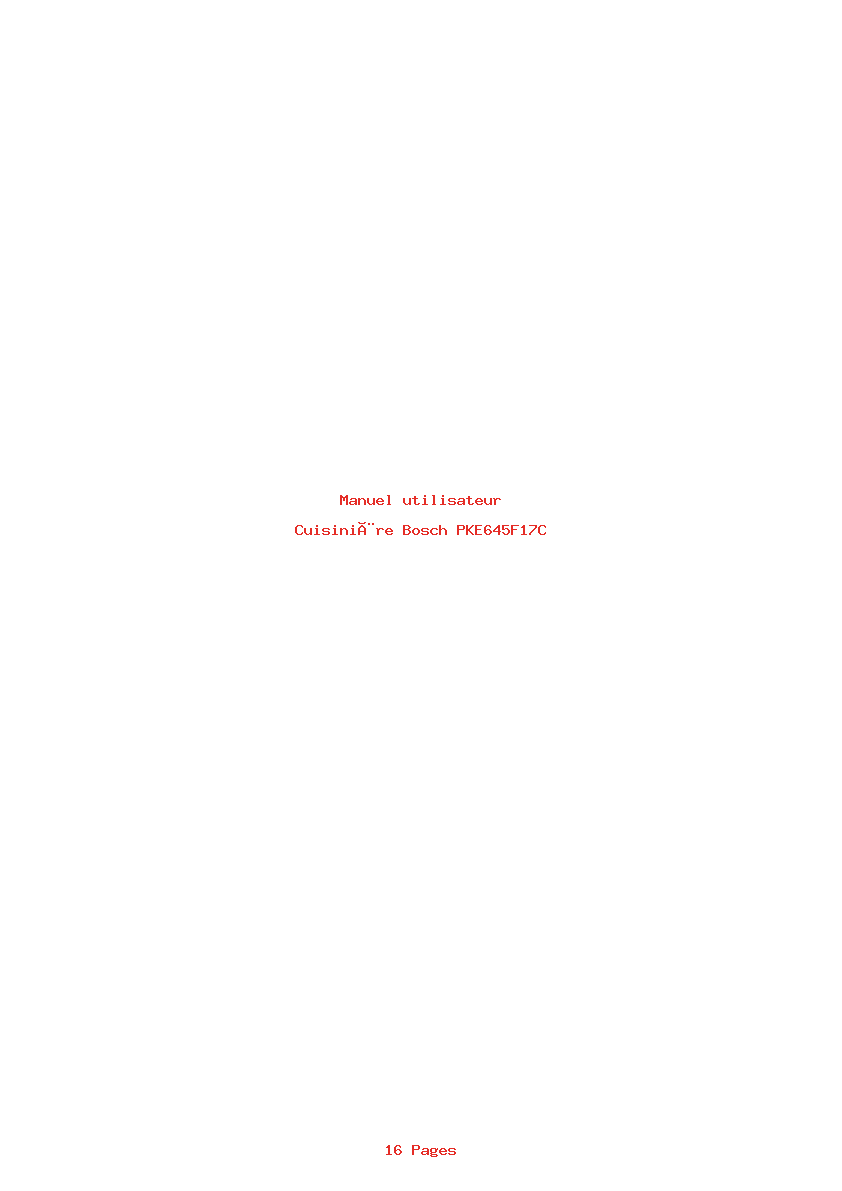 Page 1 de la notice Manuel utilisateur Bosch PKE645F17C