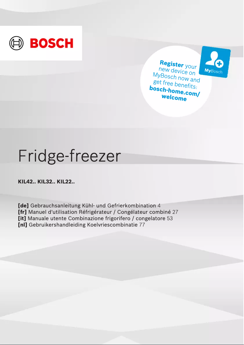 Page 1 de la notice Manuel utilisateur Bosch KIL32NSE0