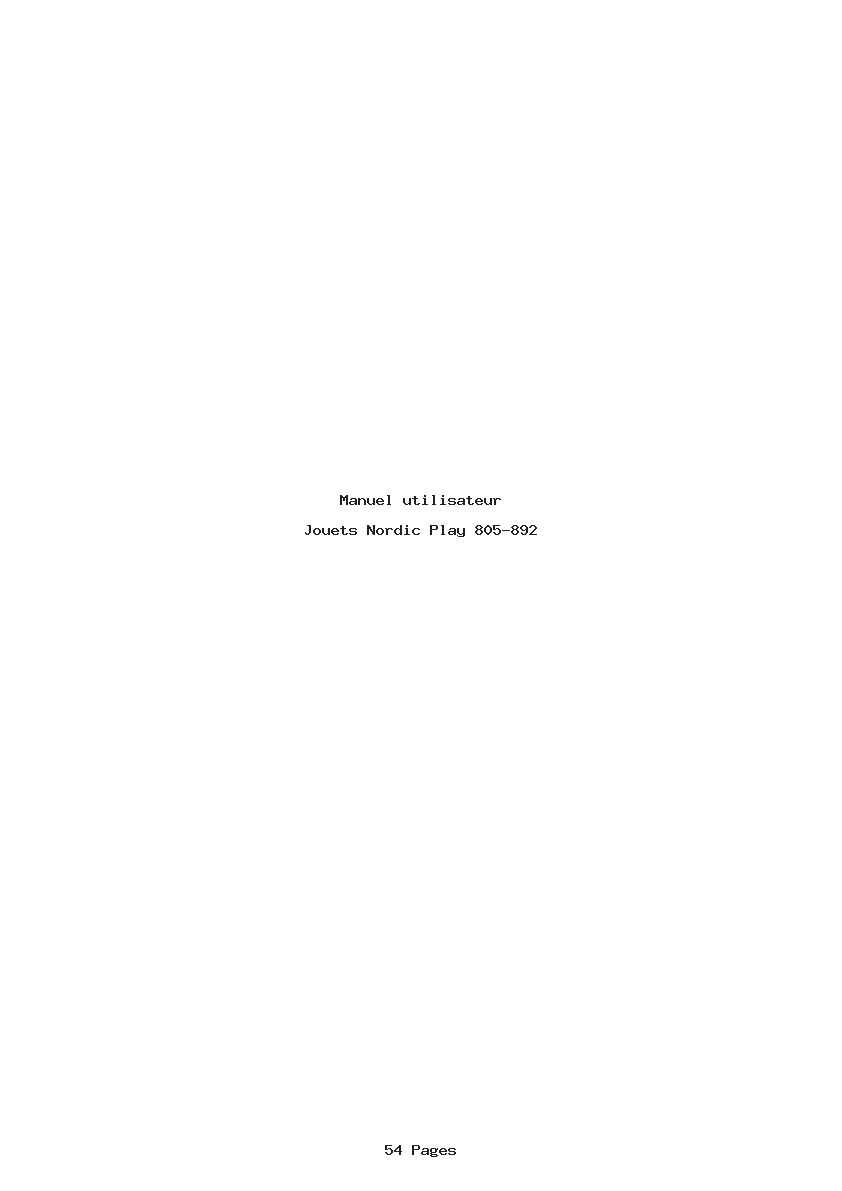 Page 1 de la notice Manuel utilisateur Nordic Play 805-892
