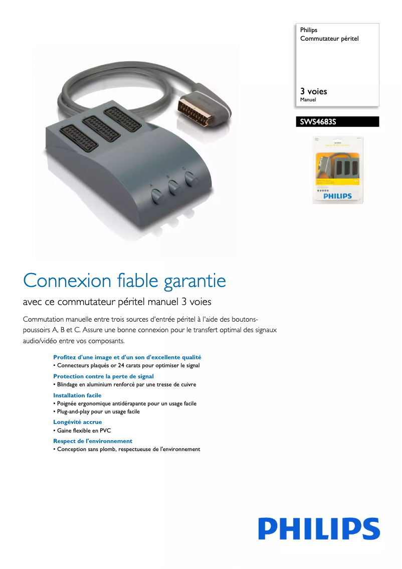 Page 1 of the manual Technical Sheet Philips SWS4683S