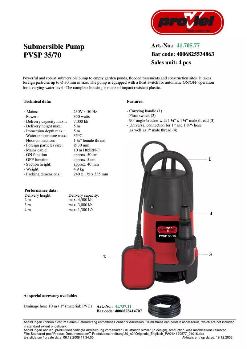 Page 1 de la notice Manuel utilisateur Proviel PVSP 35/70