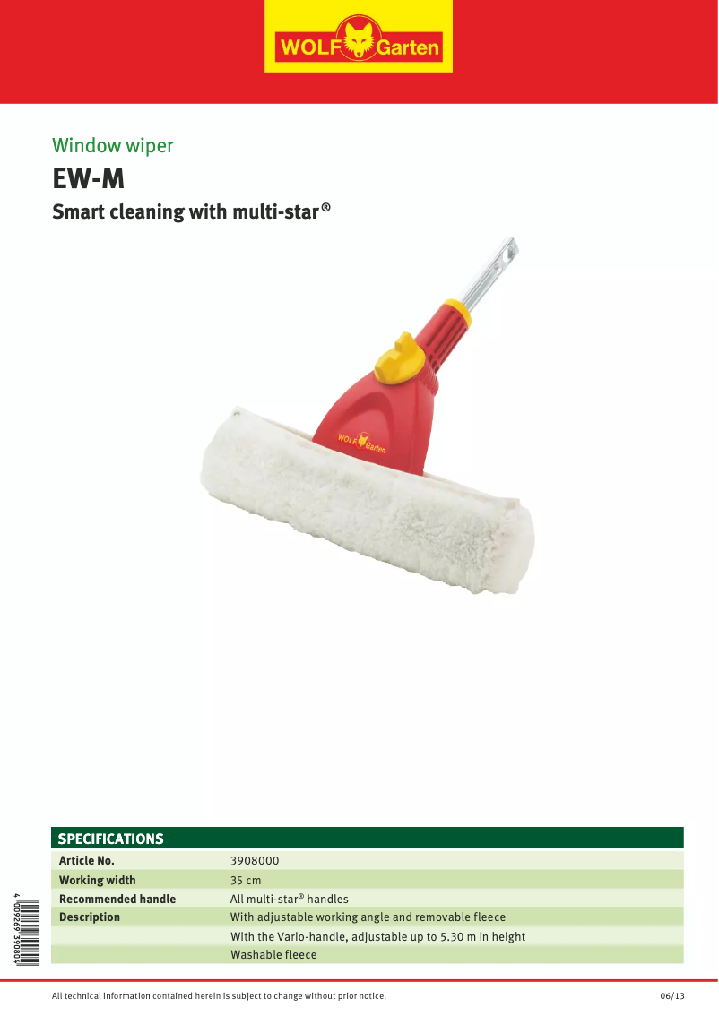 Page 1 de la notice Manuel utilisateur Wolf Garten EW-M