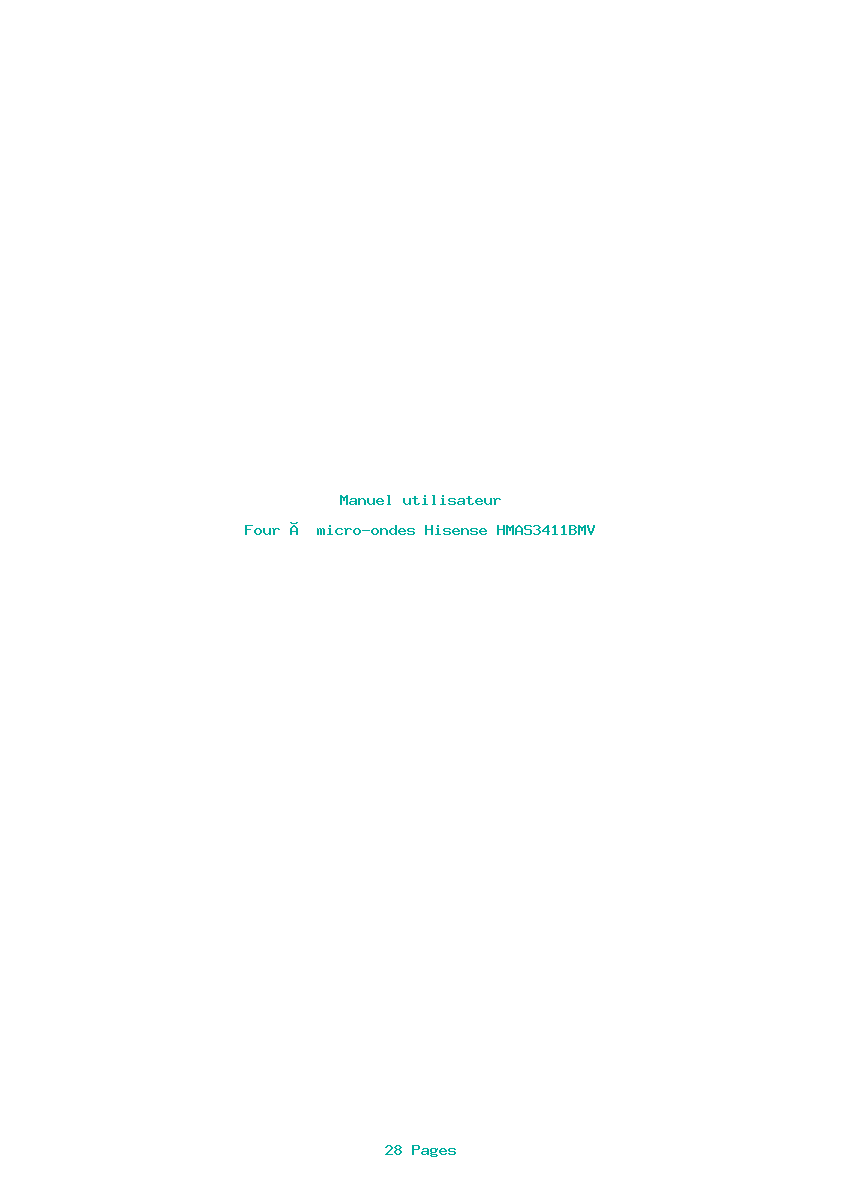 Page 1 de la notice Manuel utilisateur Hisense HMAS3411BMV